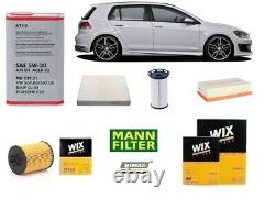 Kit de Filtres Entretien pour VW Golf VII 1.6 2.0 Tdi 110 150 HP +5 Litres Huile