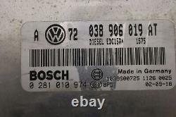 VW Golf 4 1,9 Tdi Diesel Unité de Commande de Moteur 038906019AT 0281010974 Kit