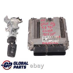 Volkswagen Golf 7 1.6 TDI CLHA 105HP Kit ECU moteur 04L907309B Clé + Allumage
